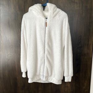 Cozy White Fleece Zip-Up Hoodie